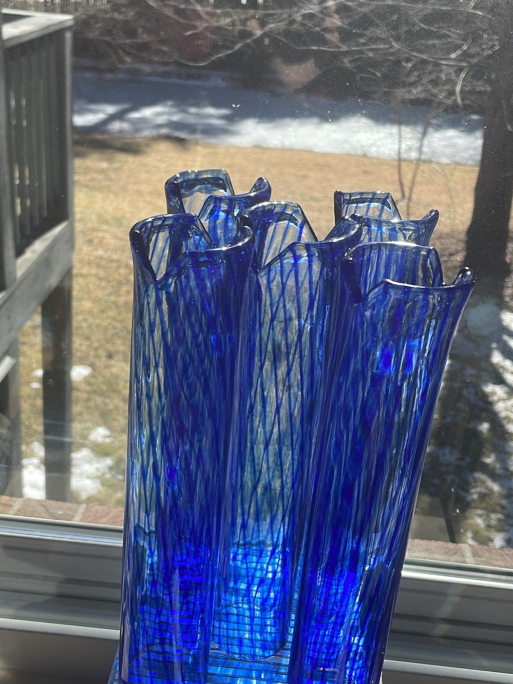 ❤️5 Handblown Fluted Art Glass – Deep Cobalt Decorative Accent - Picture 4 of 7